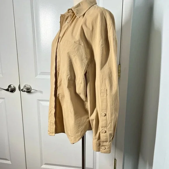 Zara 100% cotton oversized camel Button Down Shirt size XS - Picture 10 of 13